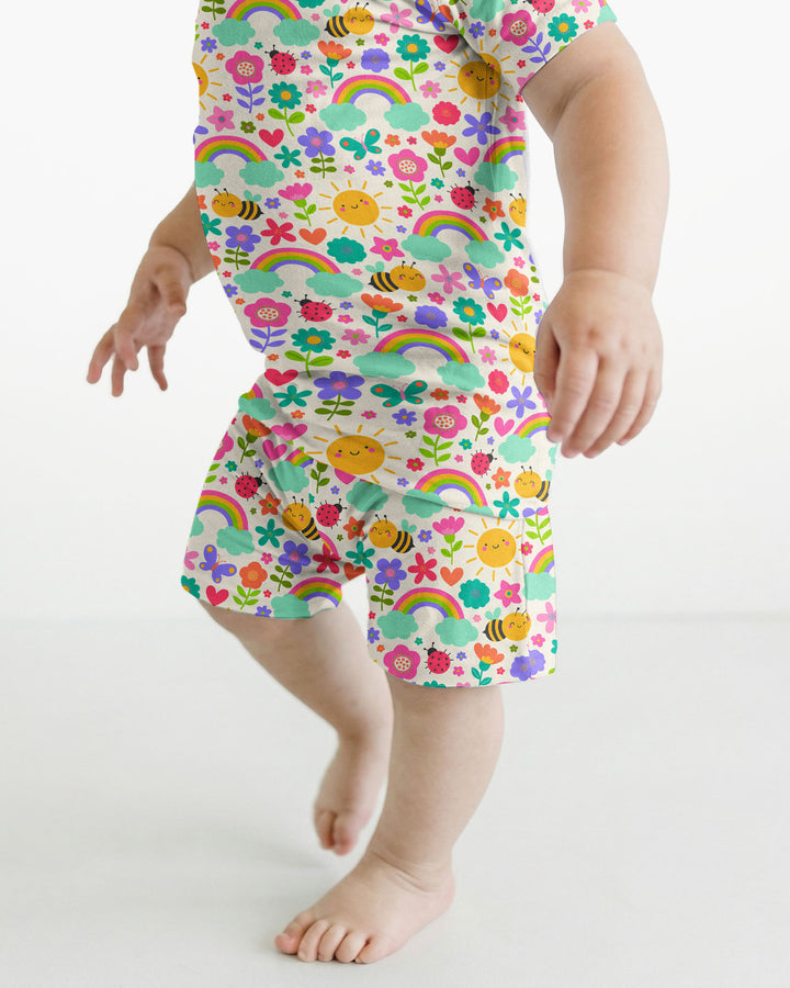 Summer Sunshine Bamboo Two Piece Short Sleeve Shorts Pajama Set