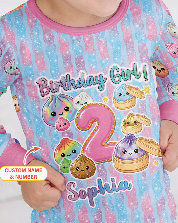 Squishy Birthday Custom Name & Age Bamboo Two Piece Long Sleeve Pajama Set