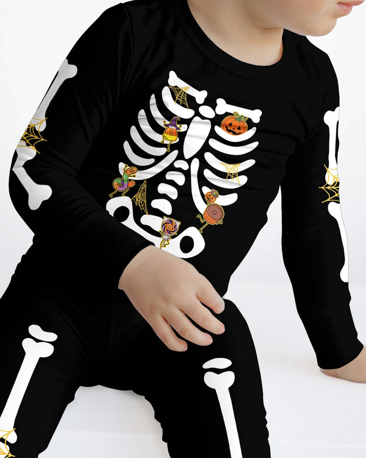Halloween Skeleton Candy Bamboo Two Piece Long Sleeve Pajama Set