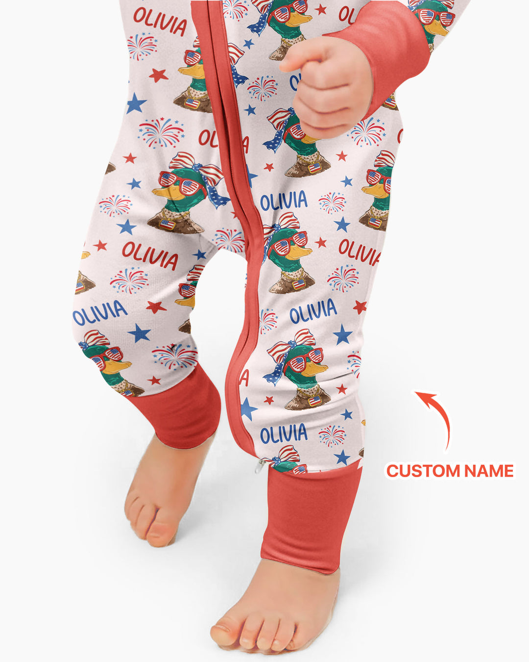 Custom Name Patriotic Mallard Duck Bamboo Convertible Zippy