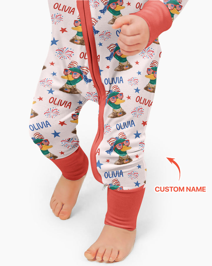 Custom Name Patriotic Mallard Duck Bamboo Convertible Zippy