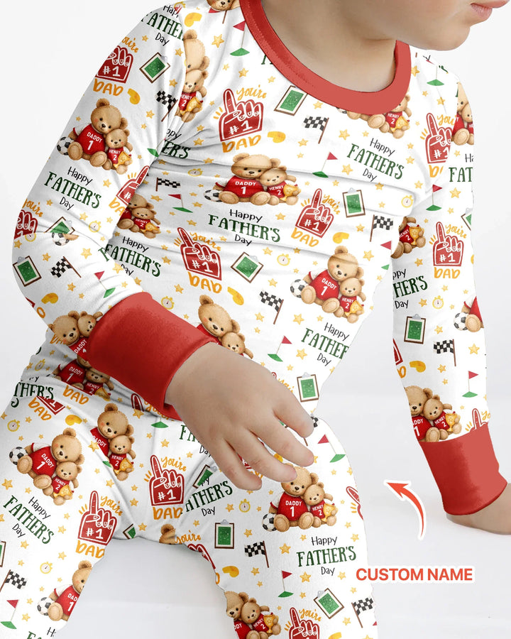 You're #1 Dad Daddy & Me Matching Bamboo Two Piece Long Sleeve Pajama Set