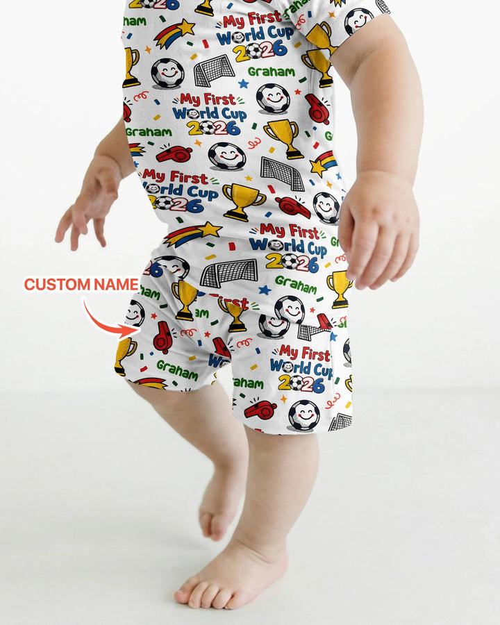 Pijama de bambú de dos piezas de manga corta con pantalón corto, plantilla personalizada