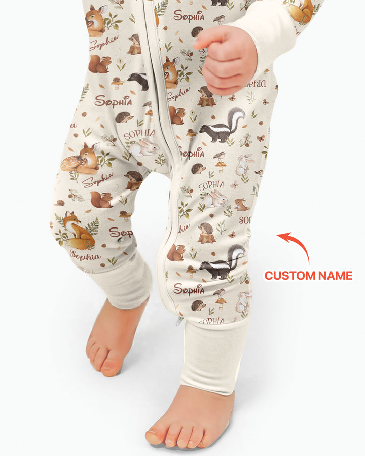 Custom Name Woodland Friends Bamboo Convertible Zippy