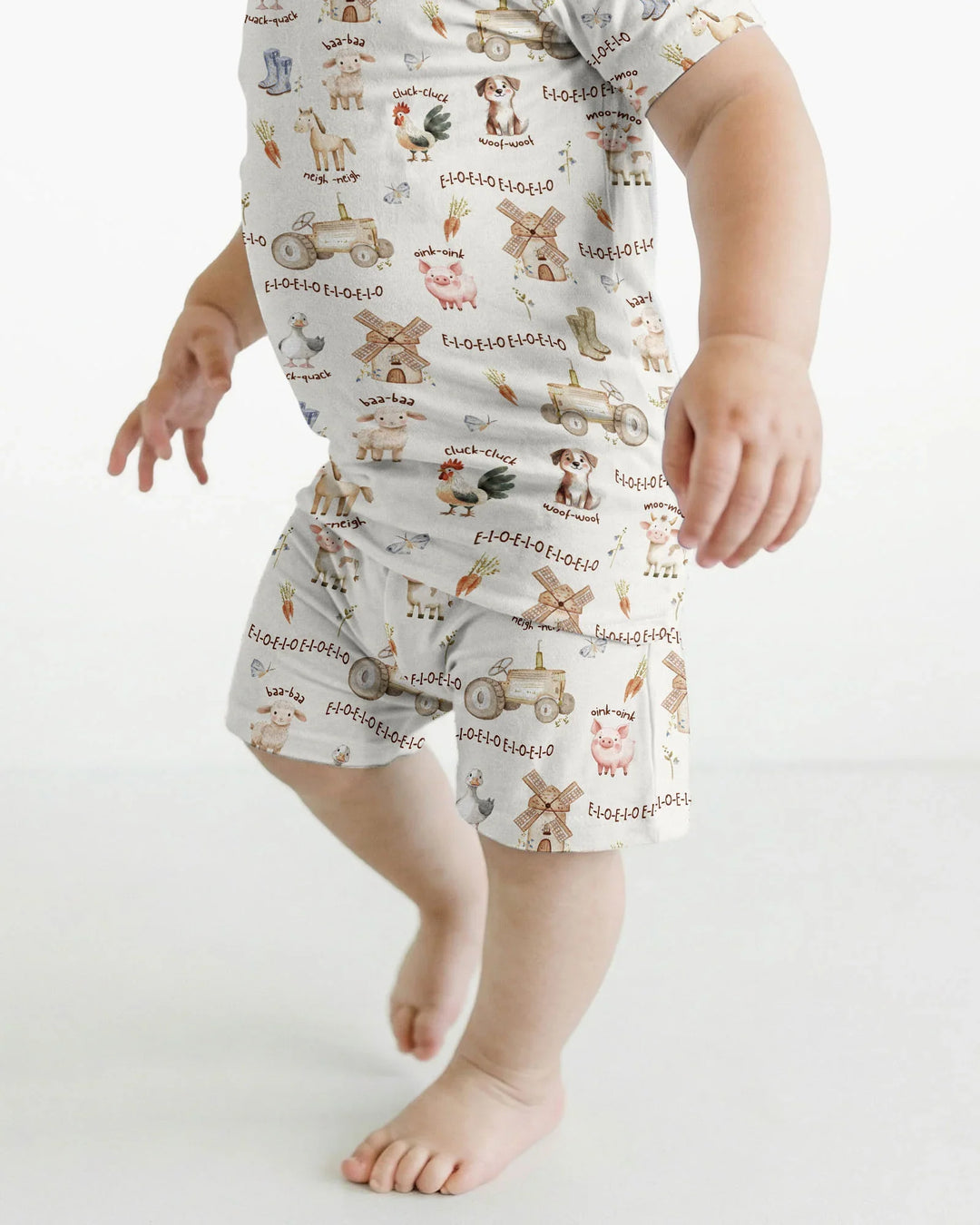 Old McDonald Farm Family Matching Bamboo Two Piece Short Sleeve Shorts Pajama Set
