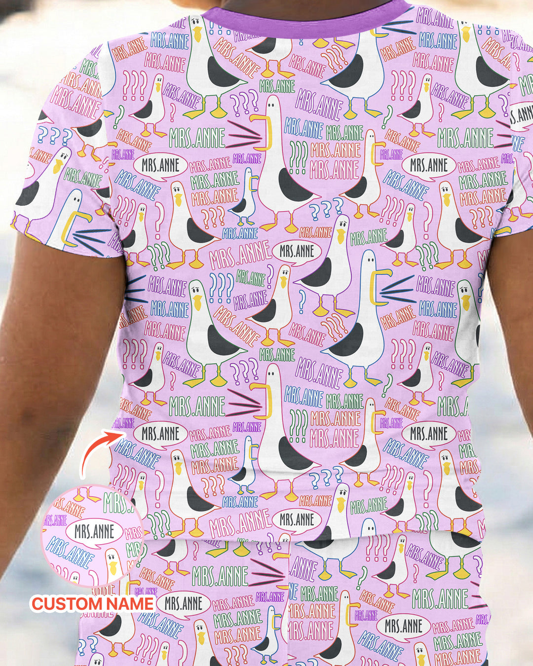 Teacher Teacher Teacher Funny Seagull Bamboo Two Piece Short Sleeve Pajama Set