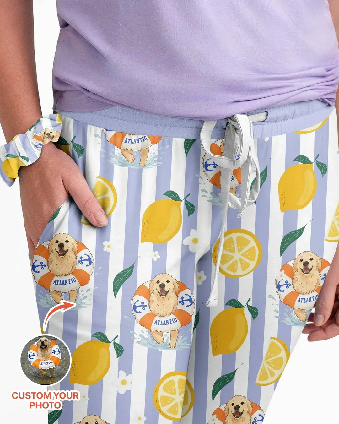 Custom Image Summer Lemon Bamboo Women Pajama Set