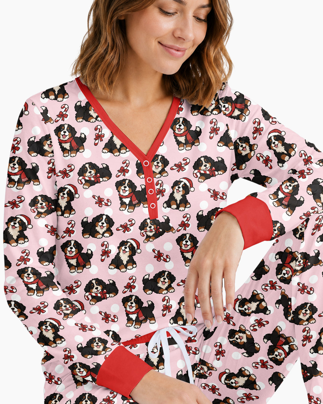 Holiday Bernese Mountain Christmas Dog Bamboo Women Pajama Set