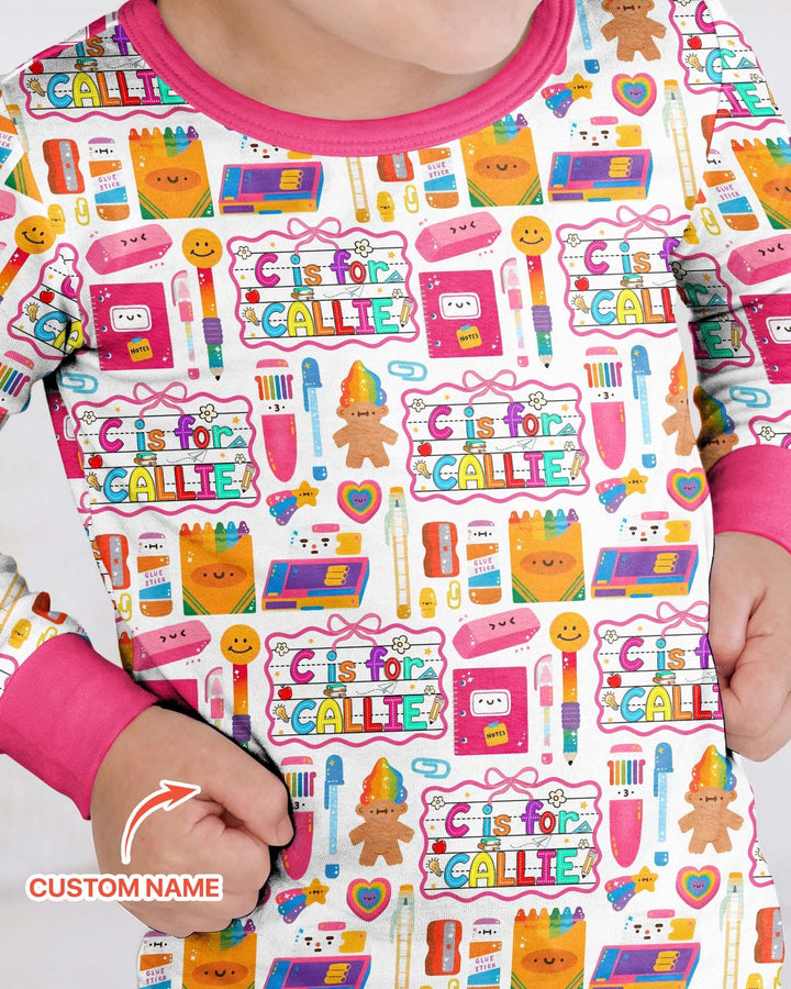 Custom Name Classroom Cuties Bamboo Two Piece Long Sleeve Pajama Set
