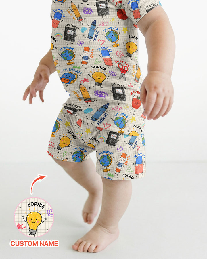 Conjunto de Pijama de Dos Piezas de Bambú con Mangas Cortas y Pantalones Cortos