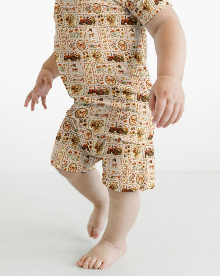 Farmhouse Fall Goose Family Matching Bamboo Two Piece Short Sleeve Shorts Pajama Set