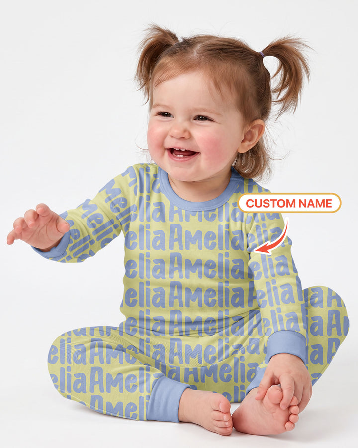 Little Letters Bamboo Two Piece Long Sleeve Pajama Set Bamboo Two Piece Long Sleeve Pajama Set