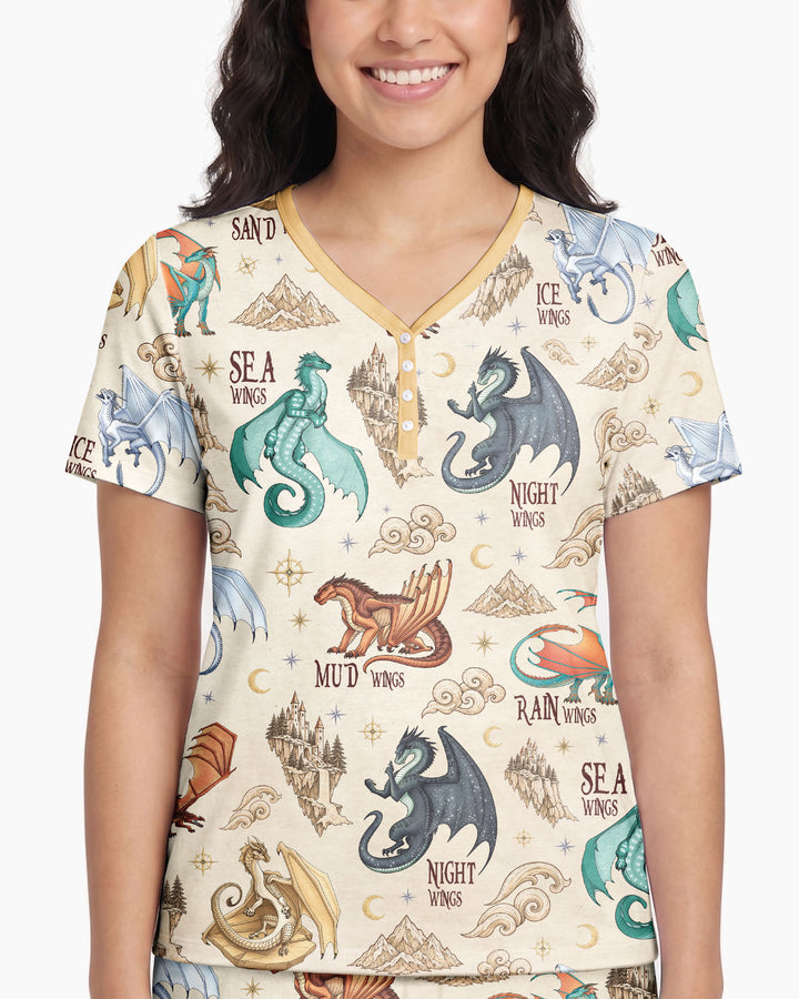 Elemental Dragons Bamboo Women Short Sleeve Short Pajama Set
