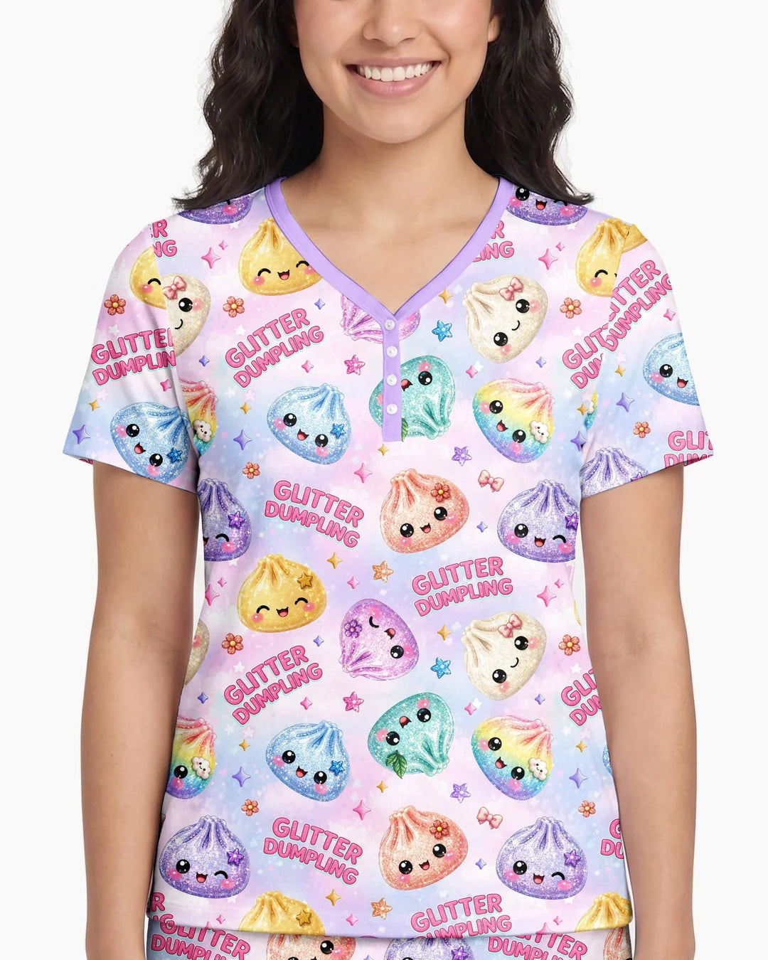 Glitter Dumpling Bamboo Women Short Sleeve Short Pajama Set