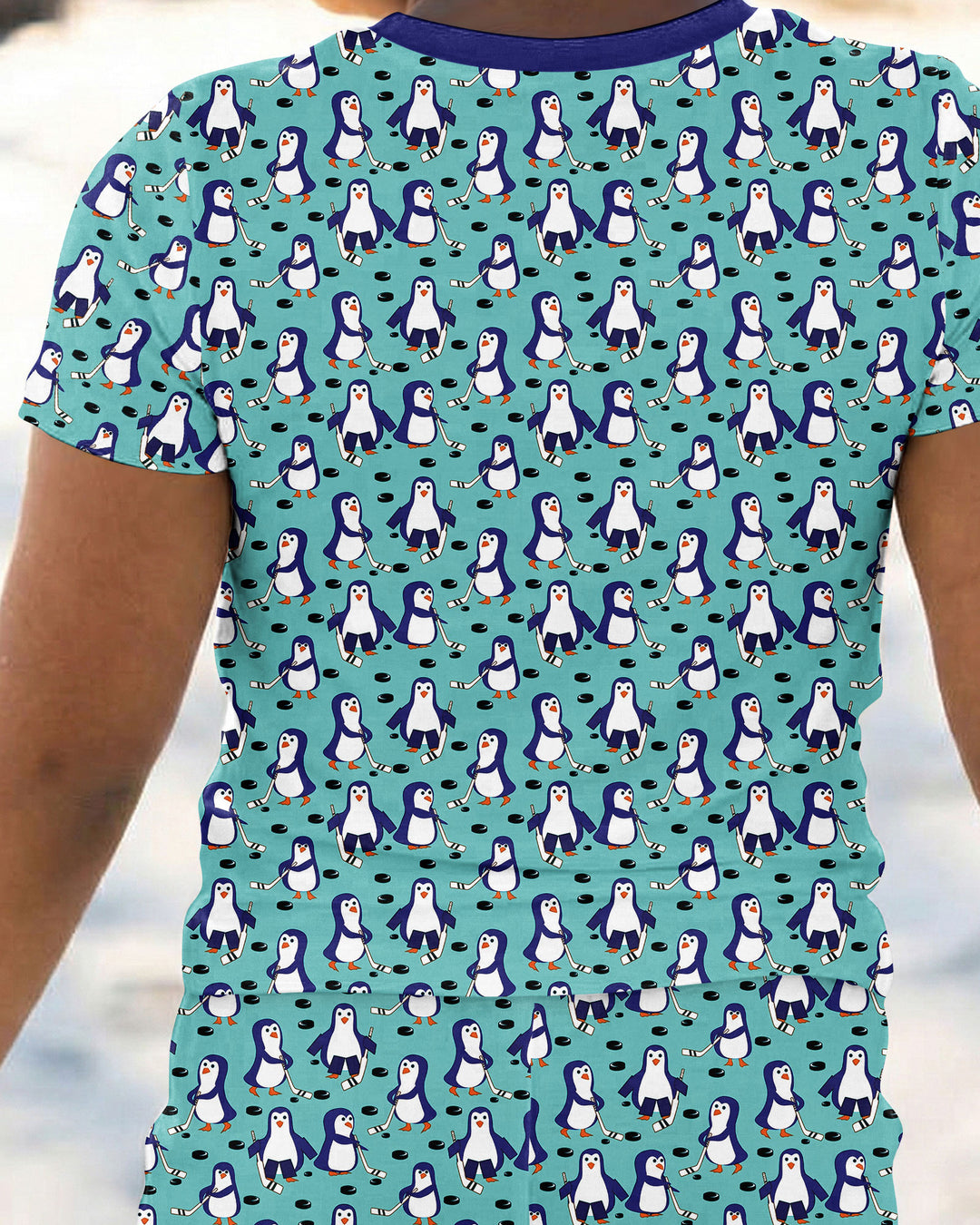 Penguin Hockey Bamboo Two Piece Short Sleeve Pajama Set