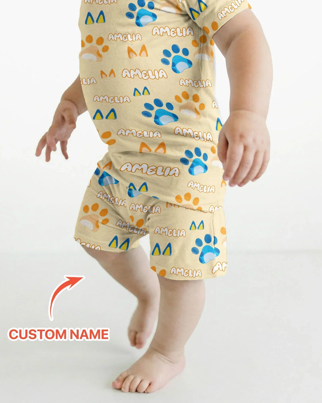 Pijama de bambú de dos piezas de manga corta con pantalón corto, plantilla personalizada