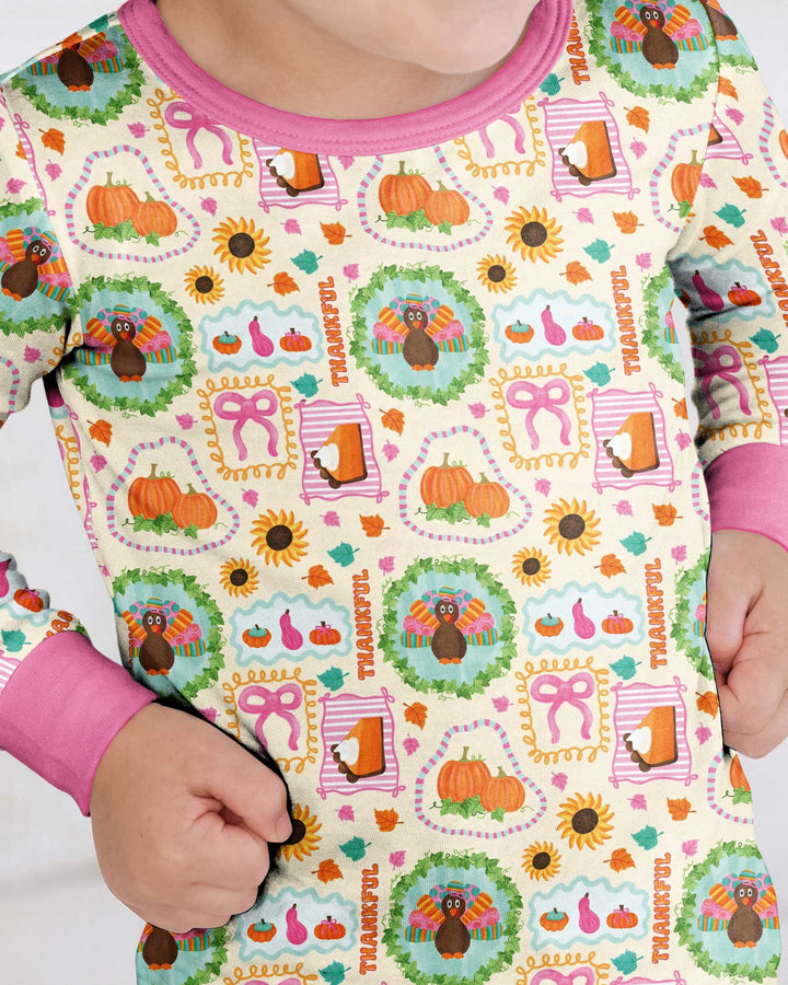 Sweet Thanksgiving Harvest Bamboo Two Piece Long Sleeve Pajama Set