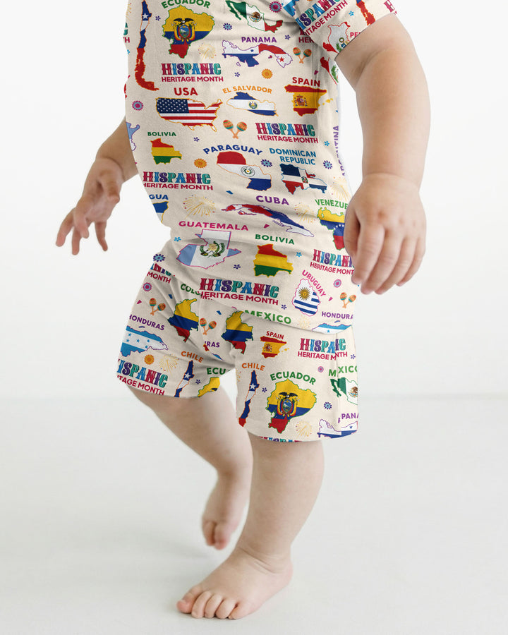 Hispanic Heritage Month Country Flags Bamboo Two Piece Short Sleeve Shorts Pajama Set