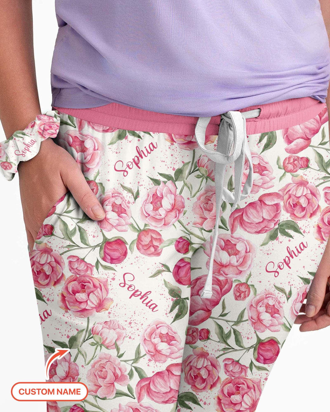 Benutzerdefinierter Name Geburtsmonatsblumen Bambus Damen Schlafanzug-Set
