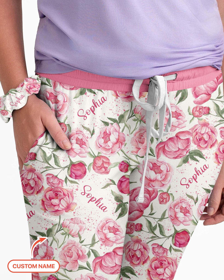 Benutzerdefinierter Name Geburtsmonatsblumen Bambus Damen Schlafanzug-Set
