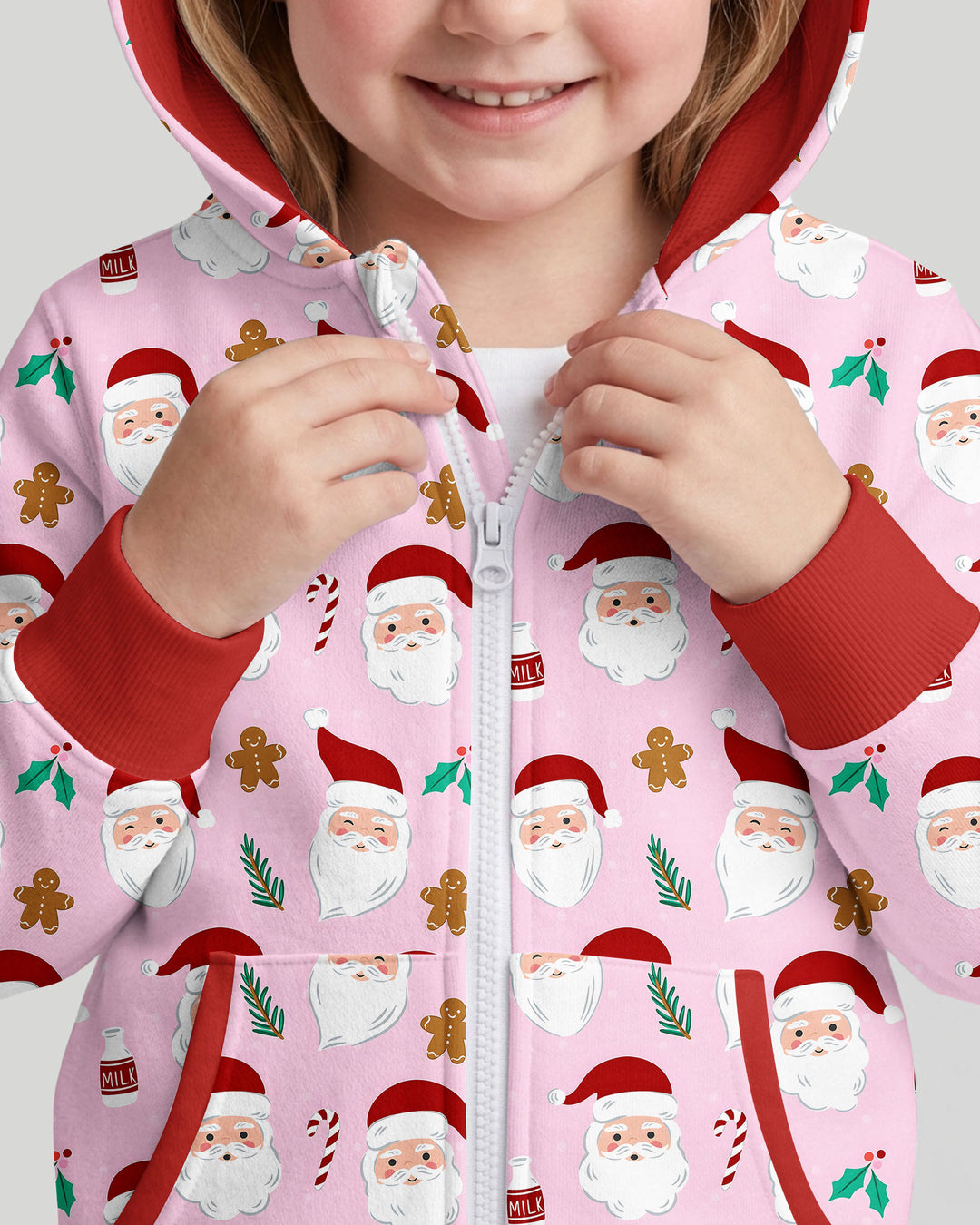 Christmas Sweet Santa Bamboo Zip Hoodie