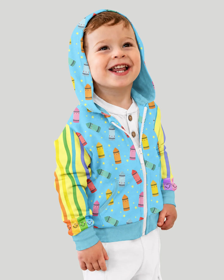 Kapuzenpullover aus Bambus mit hebräischem Alphabet und Reißverschluss