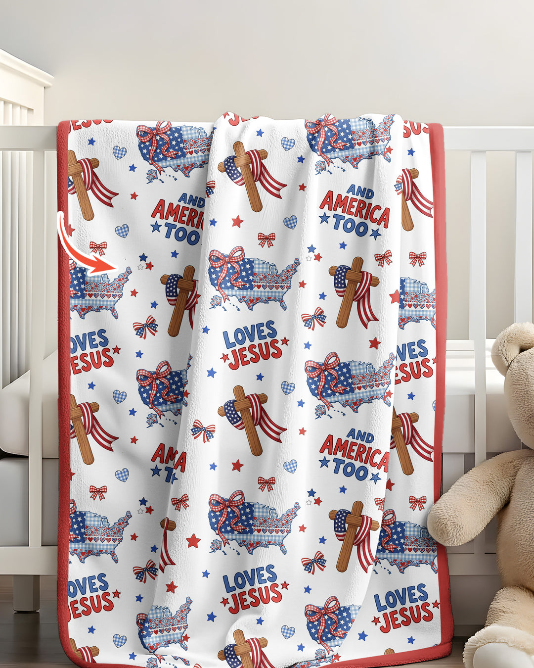 Loves Jesus And America Too Bamboo Blanket