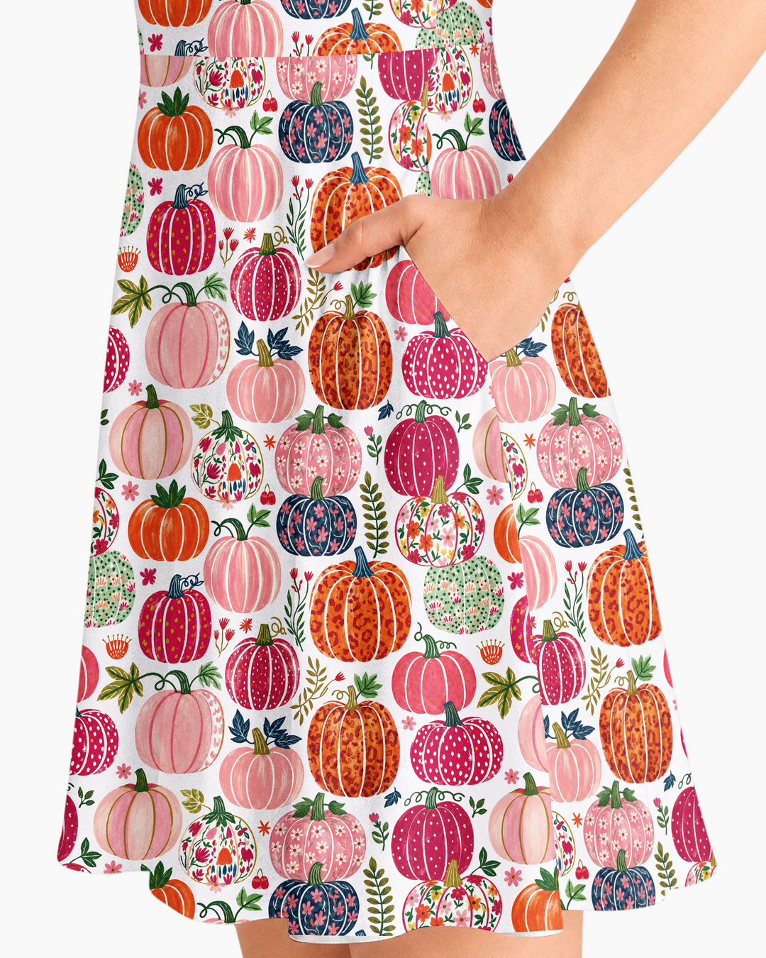 Pumpkin Patch Party Bamboo Women’s Short Sleeve Twirl Dress