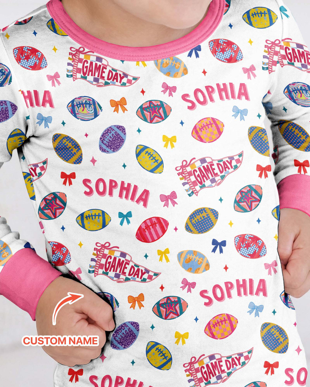 Custom Name Game day Bamboo Two Piece Long Sleeve Pajama Set