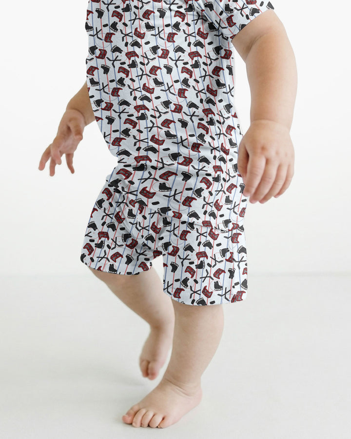 Hockey Rink Bamboo Two Piece Short Sleeve Shorts Pajama Set