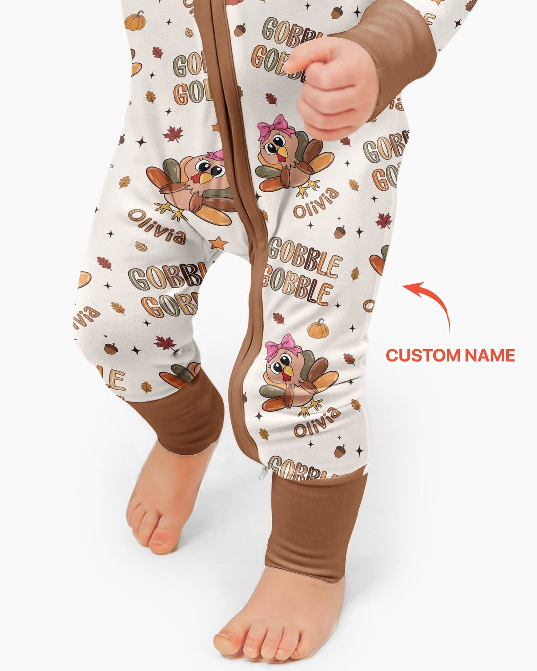 Custom Name Gobble Gobble Bamboo Convertible Zippy