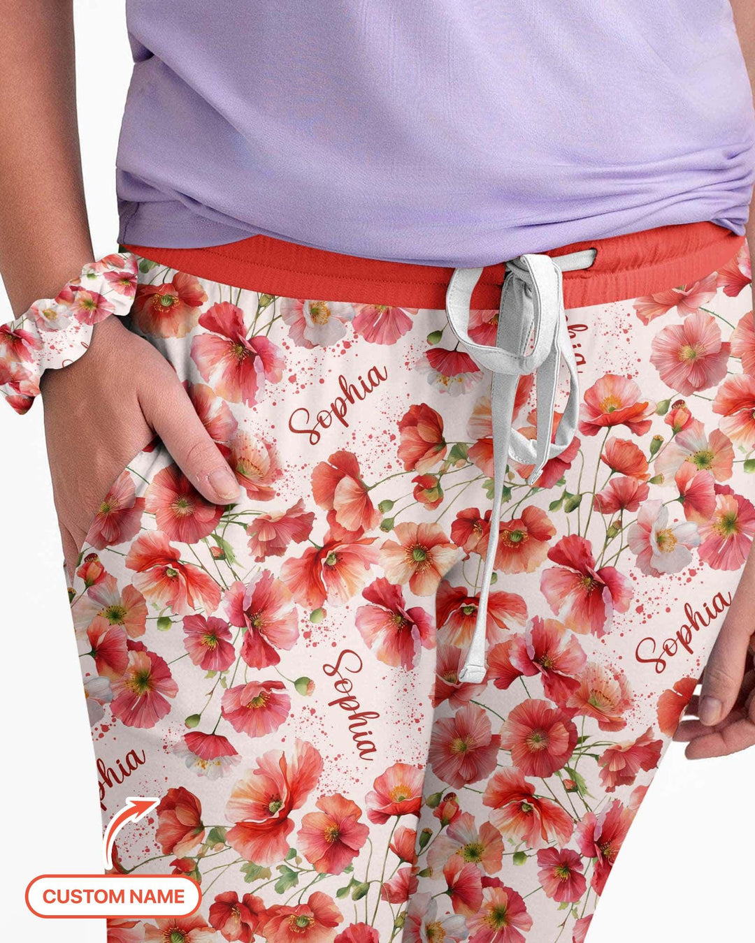 Benutzerdefinierter Name Geburtsmonatsblumen Bambus Damen Schlafanzug-Set