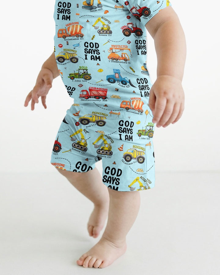 Dios Dice Soy Niño Bambú Conjunto de Pijama de Dos Piezas de Manga Corta y Pantalón Corto