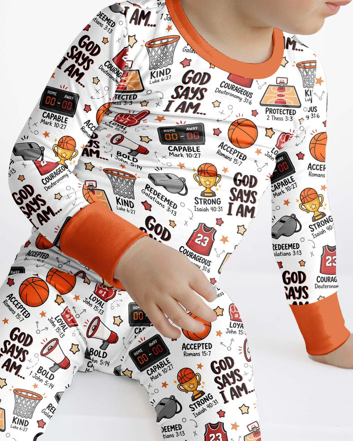 Basketball God Says I Am Bamboo Two Piece Long Sleeve Pajama Set