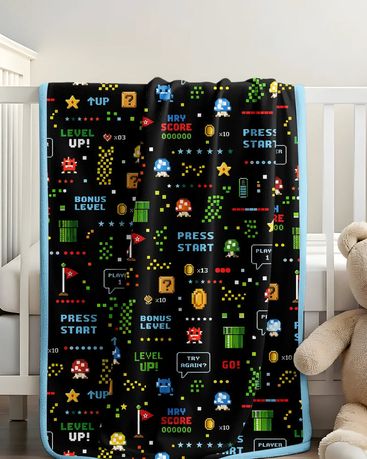 Pixel Game Lover Matching Bamboo Blanket