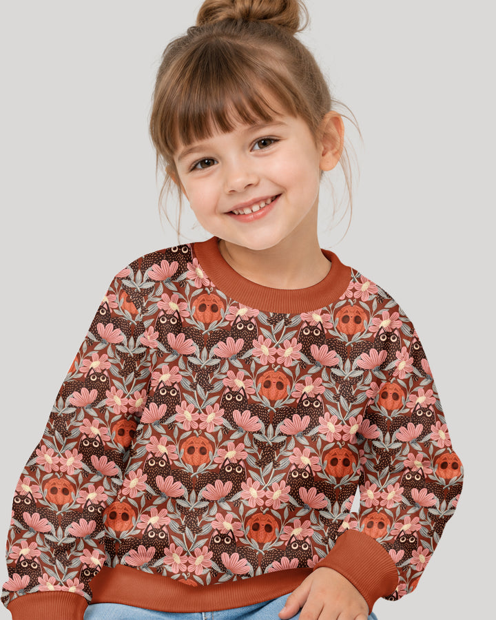 Spooky Owl Pumpkin Folk Floral Halloween Bamboo Crewneck Sweatshirt