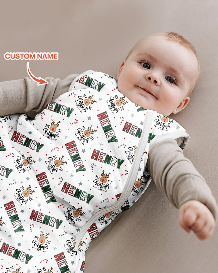 Personalisierter Name „Mein erstes Weihnachten 2025“ – Bambus-Schlafsack (S)