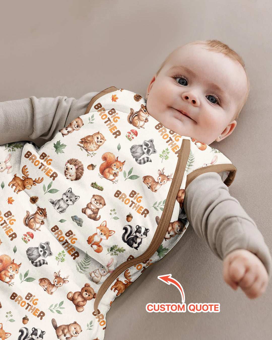 Custom Quote Woodland Animal Matching Sibling Bamboo Sleep Bag