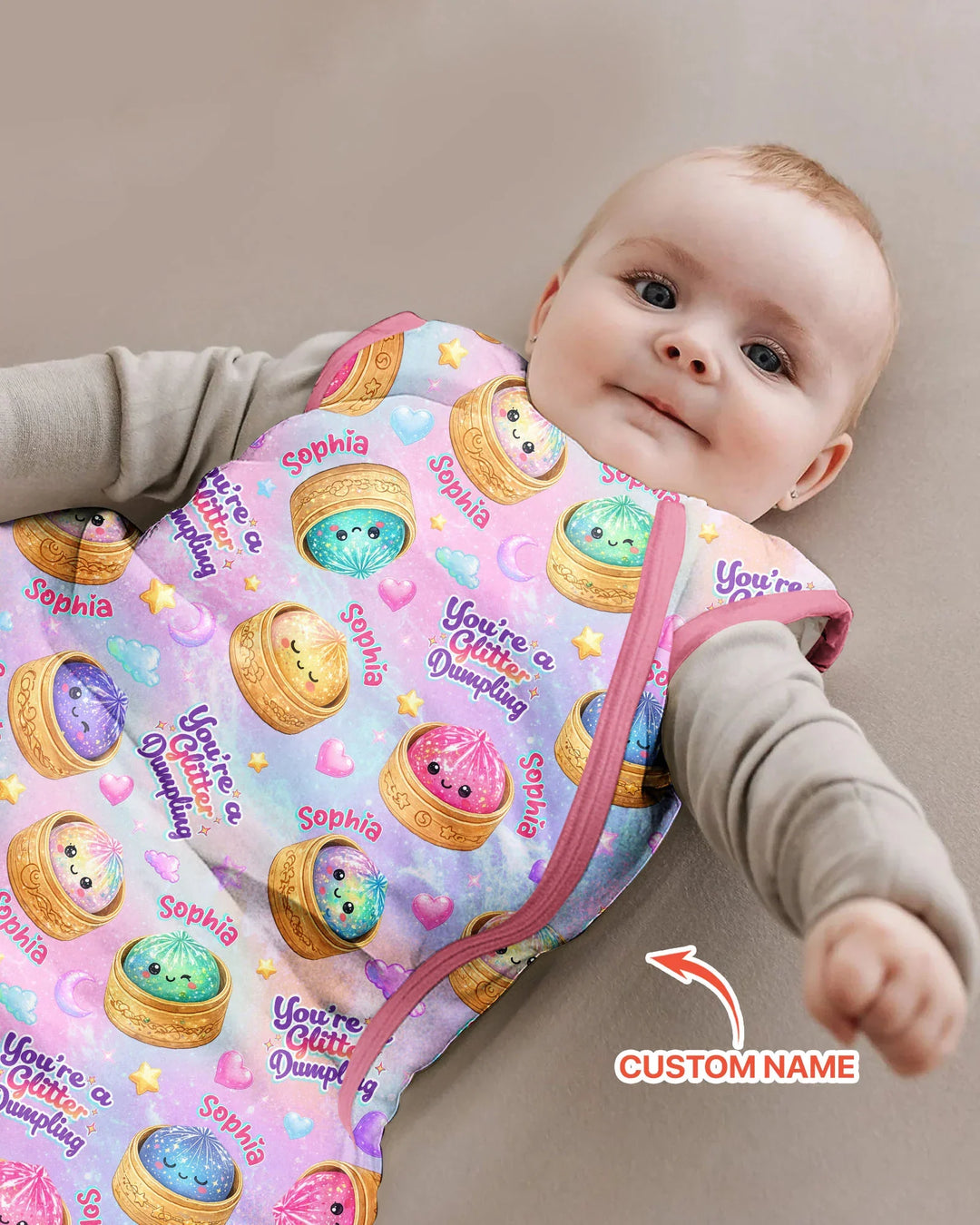 Custom Name You're A Glitter Dumpling Bamboo Sleep Bag
