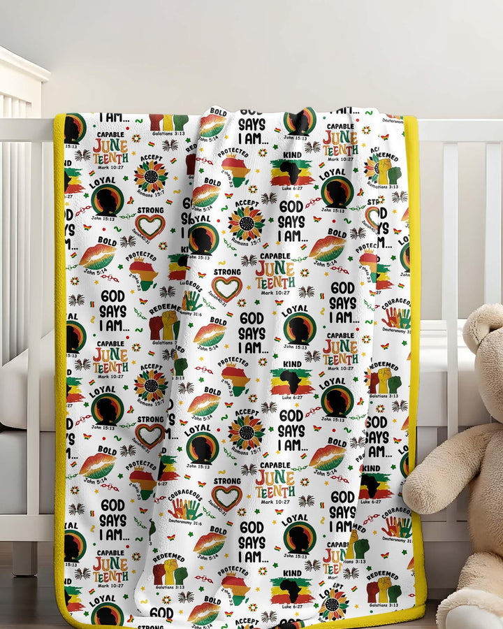 God Says I Am Juneteenth Bamboo Blanket
