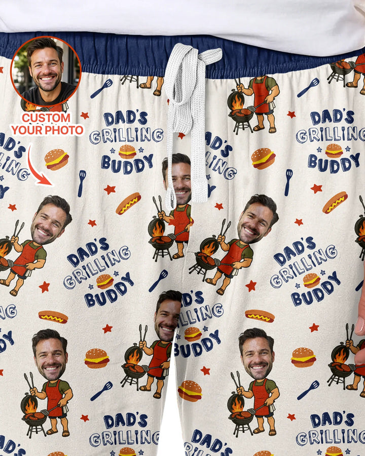 Custom Photo Dad's Grilling Buddy Family Matching Bamboo Men's Pajama Set
