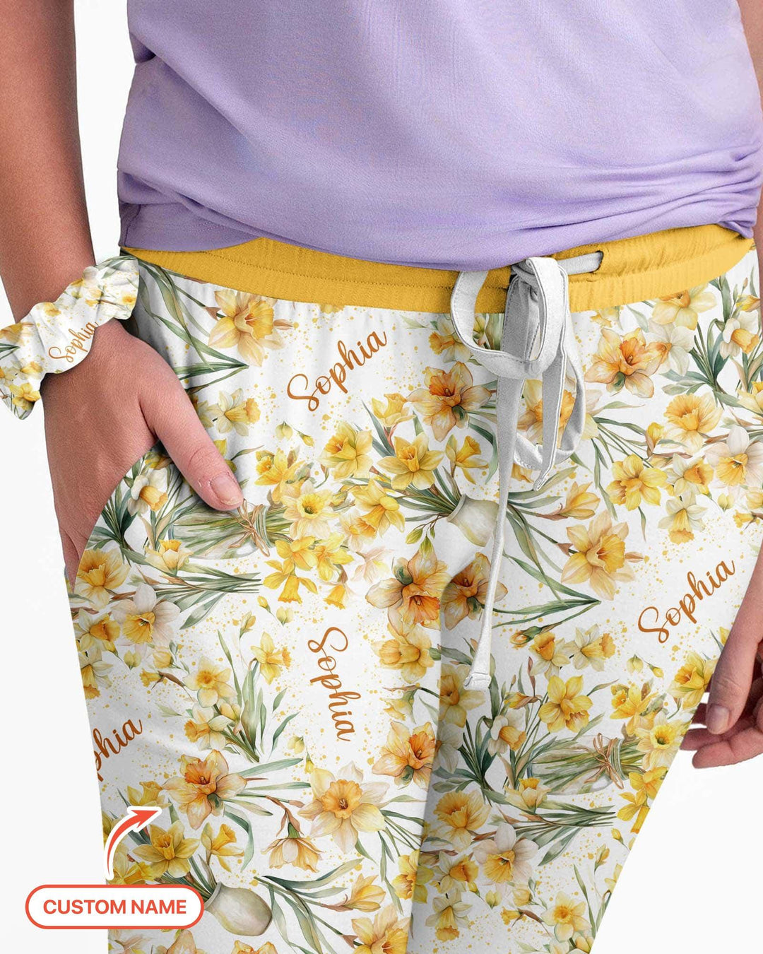 Benutzerdefinierter Name Geburtsmonatsblumen Bambus Damen Schlafanzug-Set