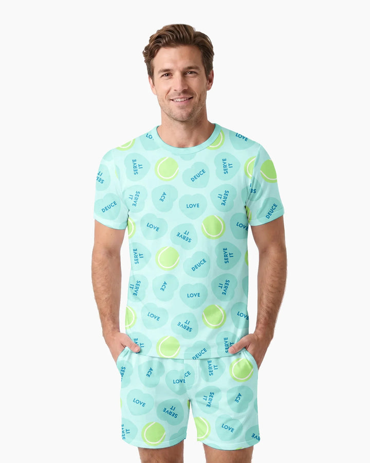 Tennis with Love Bamboo Men Short Sleeve Short Pajama Set