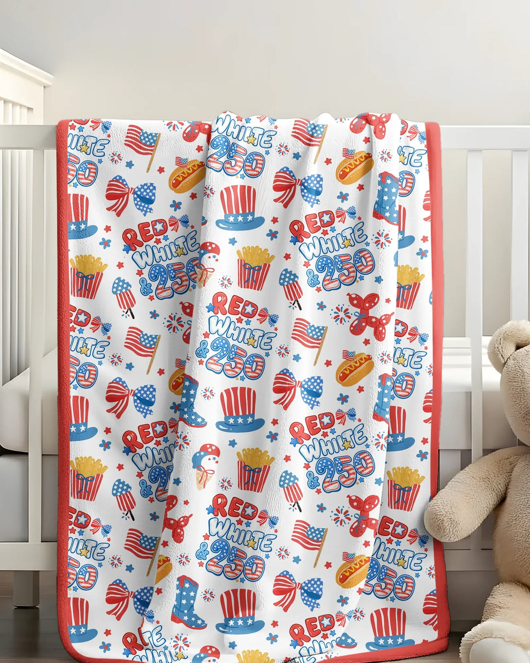 Red White & 250 Bamboo Blanket