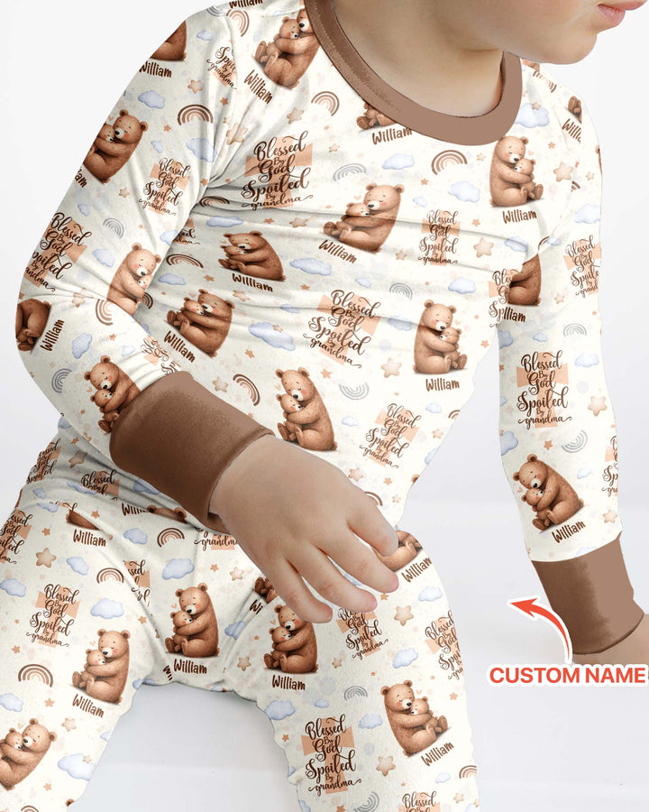 Conjunto de pijama de dos piezas de bambú con mangas largas, plantilla PERSONALIZADA