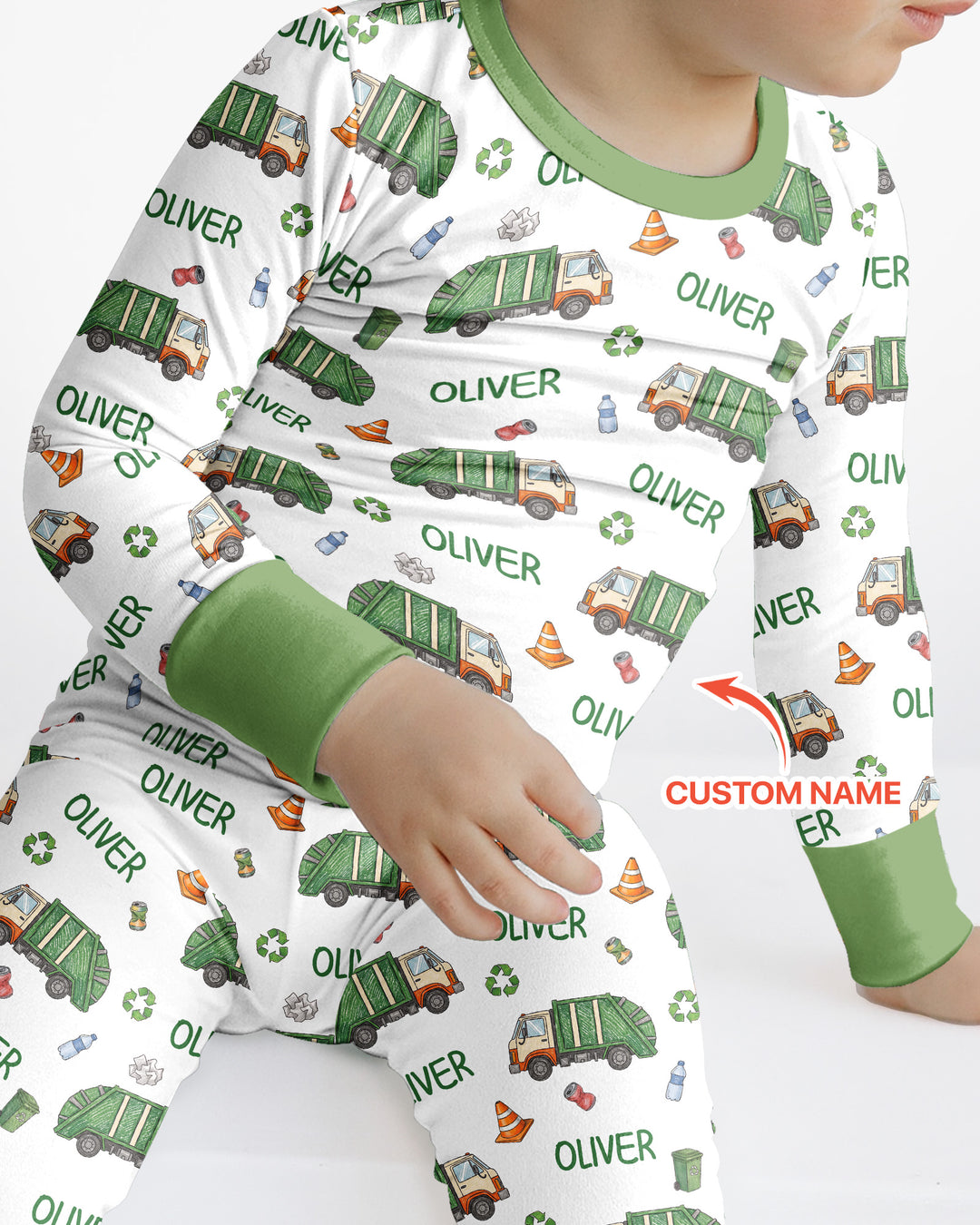 Custom Name Garbage Day Bamboo Two Piece Long Sleeve Pajama Set