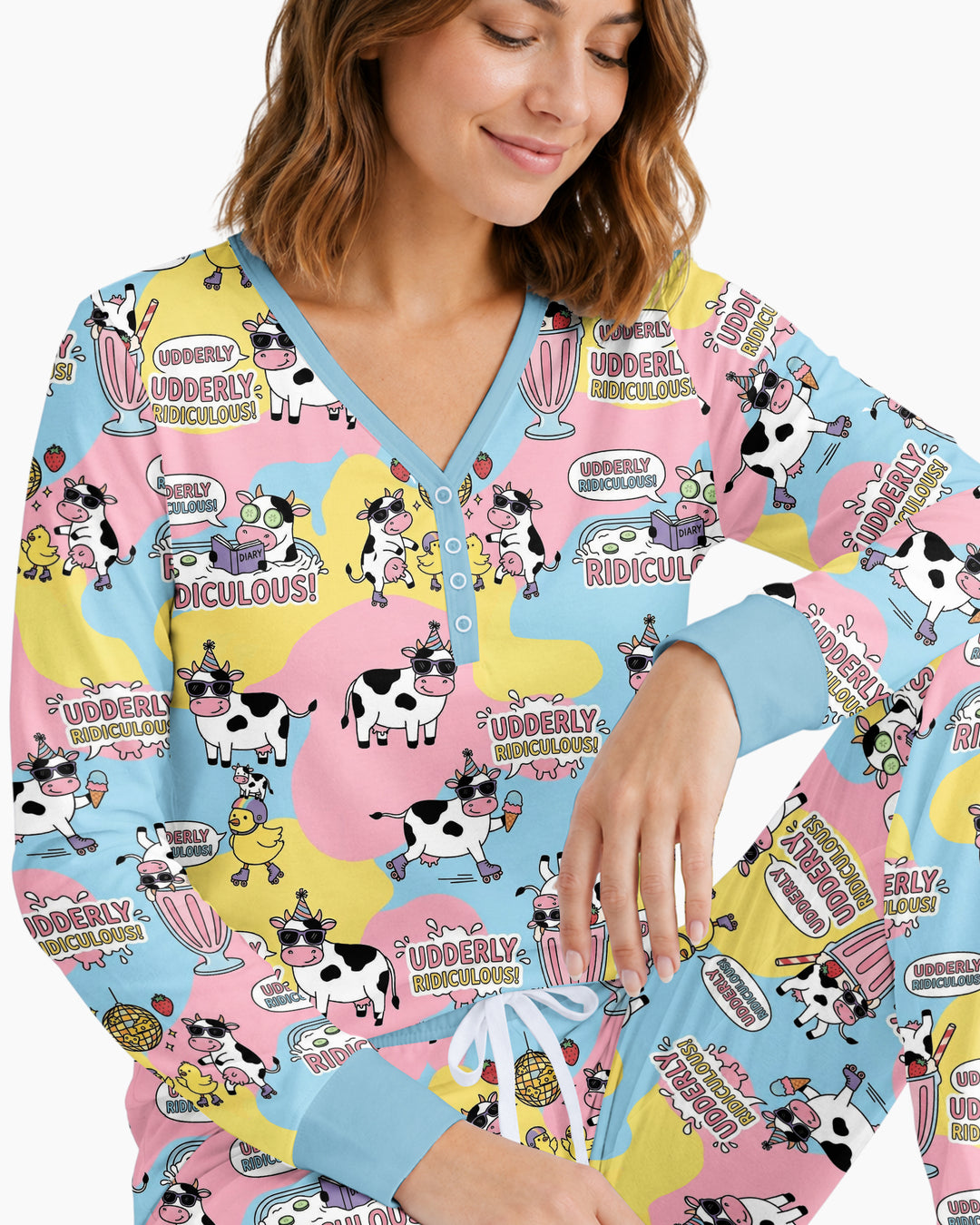 Too Ridiculous To Moo Bamboo Women Pajama Set