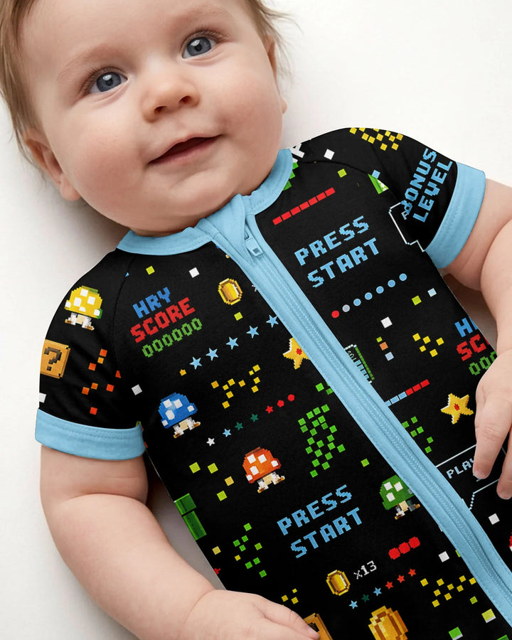 Pixel Game Lover Matching Bamboo Shorty Zippy