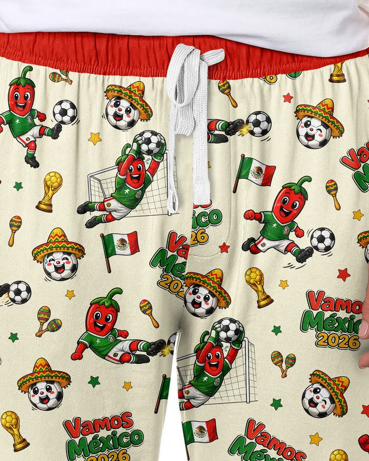 Cartoon World Soccer Vamos Mexico Family Matching Bamboo Men's Pajama Set