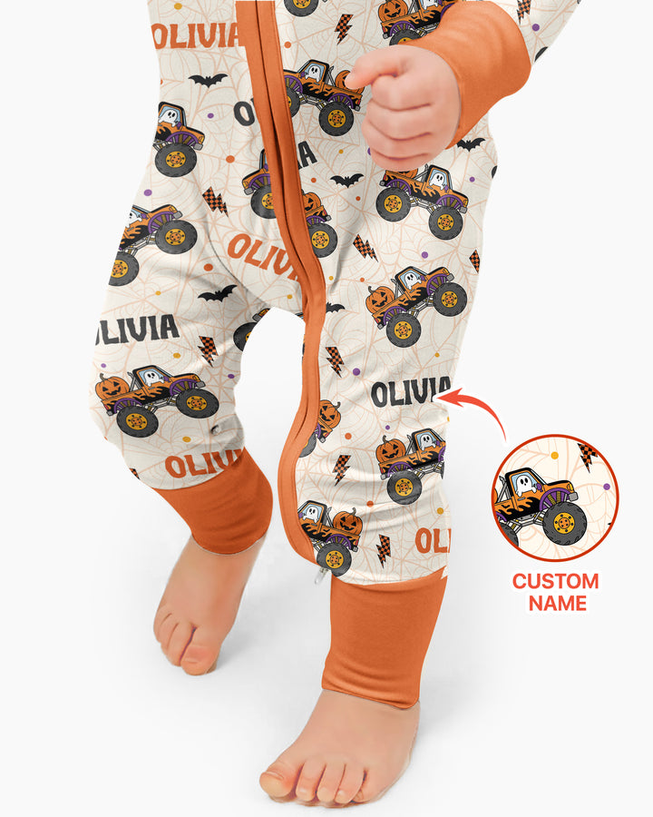 Custom Name Halloween Monster Truck Bamboo Convertible Zippy